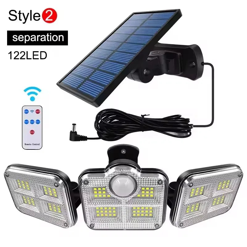 1 PACK Outdoor Motion Sensor Lamp, 4-Head Solar Power Light, 122 LED Solar Light, Flood Lights ,3000 Lumens,270° Lighting Range Econic Blanks